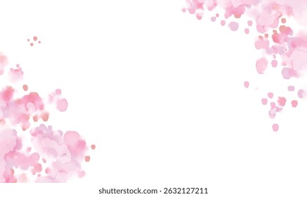 pink watercolor splash paint frame and border on white background