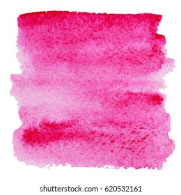 Pink watercolor splash. Vector brush stroke isolated on white background.