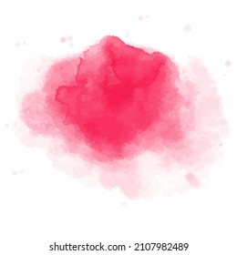 pink watercolor spot with splashes on a white background