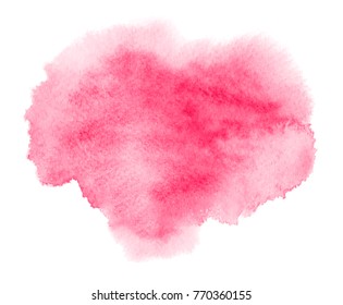 Pink watercolor stain with paint blotch, brush strokes. Background for Valentine day, wedding, save date card