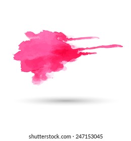 Pink watercolor stain. Template for text or graphics. Vector.