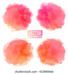 Pink watercolor stains vector round backgrounds set