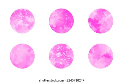 Pink watercolor story highlight cover icons. Set of abstract pastel pink watercolor circles design. Highlight cover for social media stories