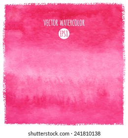 Pink watercolor vector backdrop. Hand drawn background texture. Rough, artistic, brush edges. 