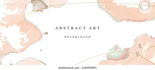 Fondo del vector color agua rosado. Diseño Resumen de Bodas de Flores. Líneas de lujo de oro sobre textura acuarela. Tonos Cálidos Pastel Estilo Mínimo. Arte para impresiones y tarjetas de invitación.