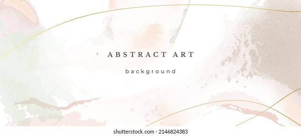Pink Watercolor Vector Background. Flower Wedding Abstract Design. Gold Luxury Lines on Watercolor Texture. Pastel Warm Tones Minimal Style. Art For Prints and Invitations Cards.