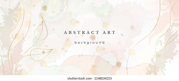 rosafarbener Vektorhintergrund. Blume Hochzeit Abstraktes Design. Gold Luxury Linien auf Aquarell Textur. Pastellfarben warme Farbtöne Minimaler Stil. Art for Prints and Invitations Cards.