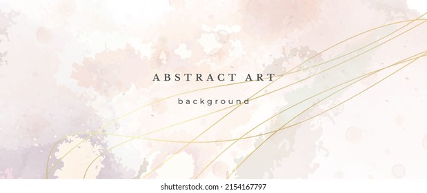 Fondo del vector color agua rosado. Diseño Resumen de Bodas de Flores. Líneas de lujo de oro sobre textura acuarela. Tonos Cálidos Pastel Estilo Mínimo. Arte para impresiones y tarjetas de invitación.