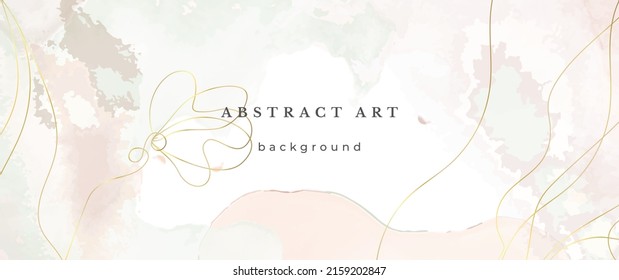 Pink Watercolor Vector Background. Flower Wedding Abstract Design. Gold Luxury Lines on Watercolor Texture. Pastel Warm Tones Minimal Style. Art For Prints and Invitations Cards.