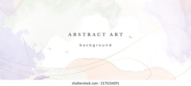 Pink Watercolor Vector Background. Flower Wedding Abstract Design. Gold Luxury Lines on Watercolor Texture. Pastel Warm Tones Minimal Style. Art For Prints and Invitations Cards.