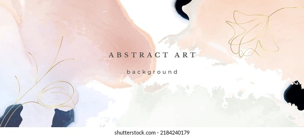 Fondo del vector color agua rosado. Diseño Resumen de Bodas de Flores. Líneas de lujo de oro sobre textura acuarela. Tonos Cálidos Pastel Estilo Mínimo. Arte para impresiones y tarjetas de invitación.