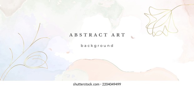 Pink Watercolor Vector Background. Flower Wedding Abstract Design. Gold Luxury Lines on Watercolor Texture. Pastel Warm Tones Minimal Style. Art For Prints and Invitations Cards.