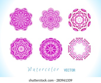  Pink watercolor vector background. Set of  abstract watercolor art background hand paint
