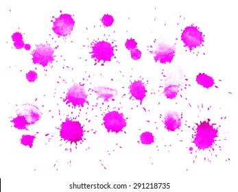 Pink watercolor vector blots on a white background