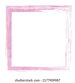 pink watercolor vector brush painted ink stamp banner frame