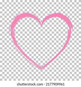 Pink Watercolor Vector Heart Shape Brush Painted Ink Stamp Banner Frame