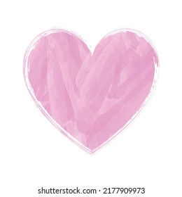 Pink Watercolor Vector Heart Shape Brush Painted Ink Stamp Banner Frame