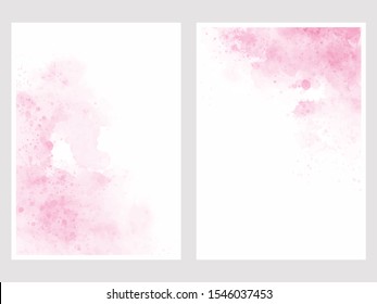 pink watercolor wash splash 5x7 invitation card background template collection