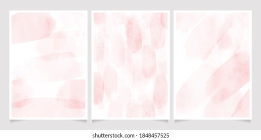 pink watercolor wet wash splash 5x7 invitation card background template collection