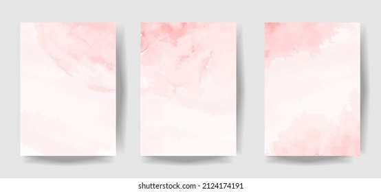 Pink watercolor wet wash splash 5x7 invitation card background collection. Vector illustration template for birthday, wedding , it's a girl card, social media, poster, Mother's day, Valentine's day.