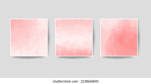 Pink watercolor wet wash splash background collection. Set of vector illustration templates for birthday, wedding, quotes, it's a girl card, social media banners design, web, internet ads, posts.