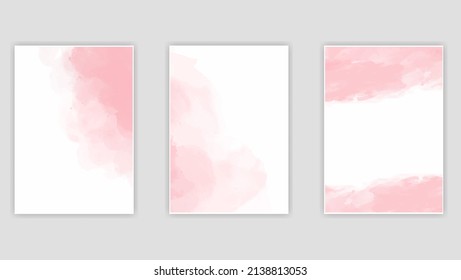 pink watercolor wet wash splash for invitation card background template collection