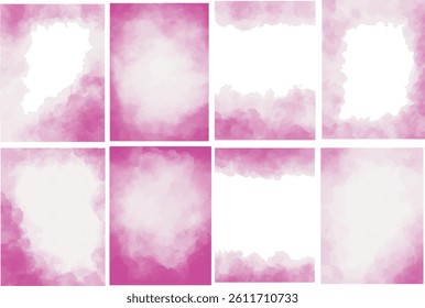 Pink watercolor wet wash splash invitation card background template collection
