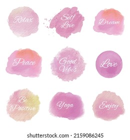 Pink Watercolor Word Badge Vector Collection Stock Vector (Royalty Free ...