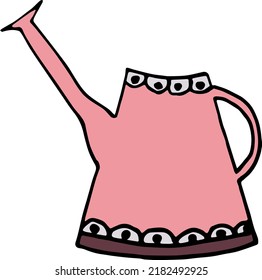 Pink Watering can Illustration. Hand-drawn illustration.