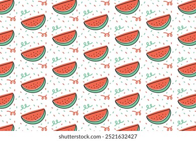 pink watermelon pattern background. doodle watermelon seamless pattern background. summer fresh fruits seamless pattern with watermelon slices. watermelon fruits slices background.