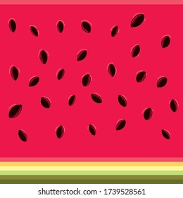 Pink watermelon slice with seeds decorative pattern