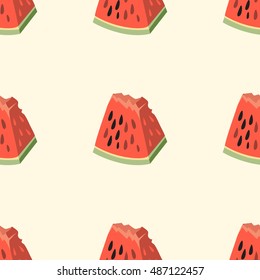 Pink watermelon vector seamless pattern. Background with a piece of watermelon illustration