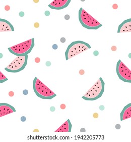 Pink watermelons, seamless pattern, ideal for application on fabric or paper, for interior decoration