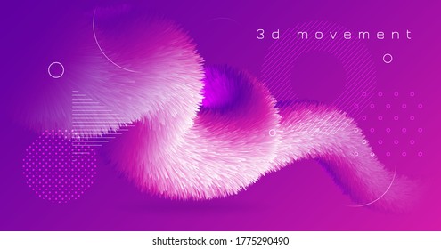 Pink Wave Background. Neon Dynamic Motion. Vibrant Template. Vector Trendy Abstract Wave Background. Geometric 3d Design. Graphic Banner. Color Digital Wallpaper. Wave Background.