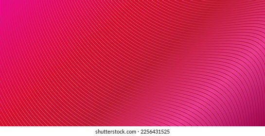 Pink wave lines background gradient 3d flow vector image, red, wavy beauty energy power glow valentine day layout frame design, smooth curve swirl abstract hair style fashion banner template geometric