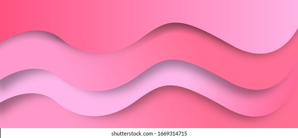 Fondo vectorial de corte de papel de onda rosa. Textura en papel pintado ilustrado abstracto para el diseño de sitios web. publicidad publicitaria de negocios en medios sociales. estilo minimalista.