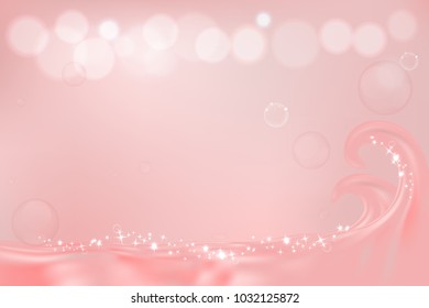pink wave with space for text, aqua background for cosmetic or skin care ad, illustration vector.