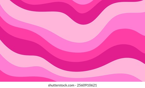 Pink Wavy Abstract Background, Trendy Psychedelic Retro Style Design. 