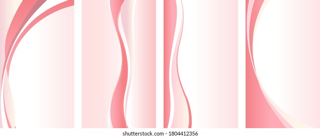 Pink wavy abstract background vertical templates.Vector illustration of wavy pink abstract vertical backgrounds collection.