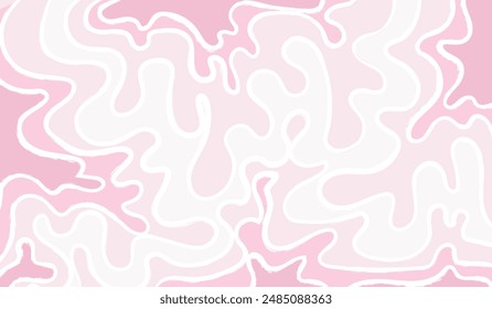 Rosa gewellte abstrakte Geometrie Hintergrund mit weißem Pinsel Trendy Vektorillustration.