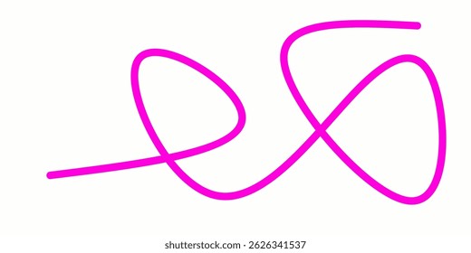 pink wavy curly line vector. wavy line scribble. Swoosh, swash underline stroke. Abstract pink wavy thin line. Scribble element. pink ink pen scribble
