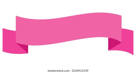 Pink wavy curved ribbon banner