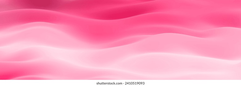 Pink wavy liquid abstract soft satin cloth. Luxurious wedding or Valentine's day background. Smooth charming shiny elegant velvet curvy motion design for love tenderness concept. Vector illustration