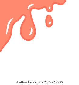 líquido ondulado cor-de-rosa derretendo em fundo branco. elemento de canto de tinta derretendo. salpicando lodo bonito. estilo de desenho animado derretido fluindo creme de morango. cor-de-rosa abstrato padrão de gotejamento.