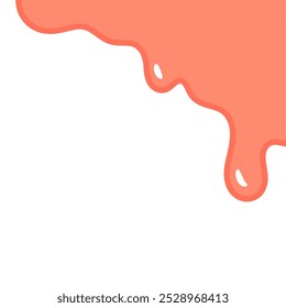 pink wavy liquid melting on white background. melting paint corner element. splashing cute slime. cartoon style melted flowing strawberry cream. pink colored abstract dripping pattern.