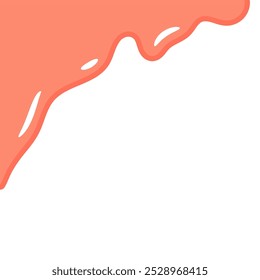 pink wavy liquid melting on white background. melting paint corner element. splashing cute slime. cartoon style melted flowing strawberry cream. pink colored abstract dripping pattern.