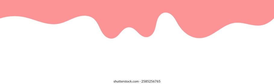 pink wavy liquid melting on white background. melting paint corner element. pink cute slime. cartoon style melted flowing strawberry cream. pink colored abstract dripping pattern. gum illustration.