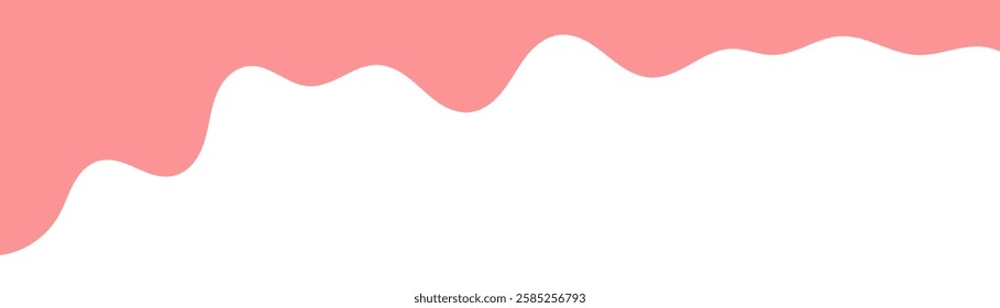 pink wavy liquid melting on white background. melting paint corner element. pink cute slime. cartoon style melted flowing strawberry cream. pink colored abstract dripping pattern. gum illustration.