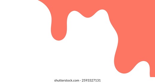 pink wavy liquid melting on white background. melting paint corner element. pink cute slime. cartoon style melted flowing strawberry cream. pink colored abstract dripping pattern. gum illustration.