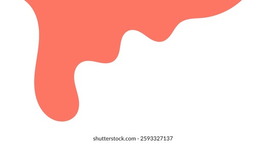 pink wavy liquid melting on white background. melting paint corner element. pink cute slime. cartoon style melted flowing strawberry cream. pink colored abstract dripping pattern. gum illustration.